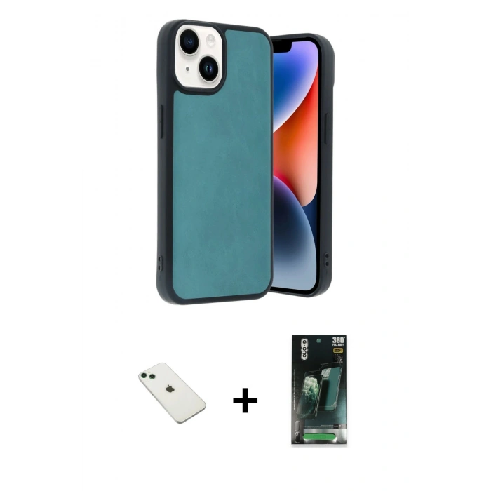 MARSİLYAN™- iPhone 14 Kılıf Kıvılcım Işık Serisi - Şeffaf 360 Full Body Arka Koruyucu + Diamond Kamera Lens - YL