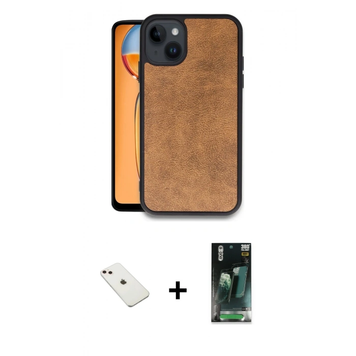 MARSİLYAN™- iPhone 14 Kılıf Kıvılcım Işık Serisi - Şeffaf 360 Full Body Arka Koruyucu + Diamond Kamera Lens - PE