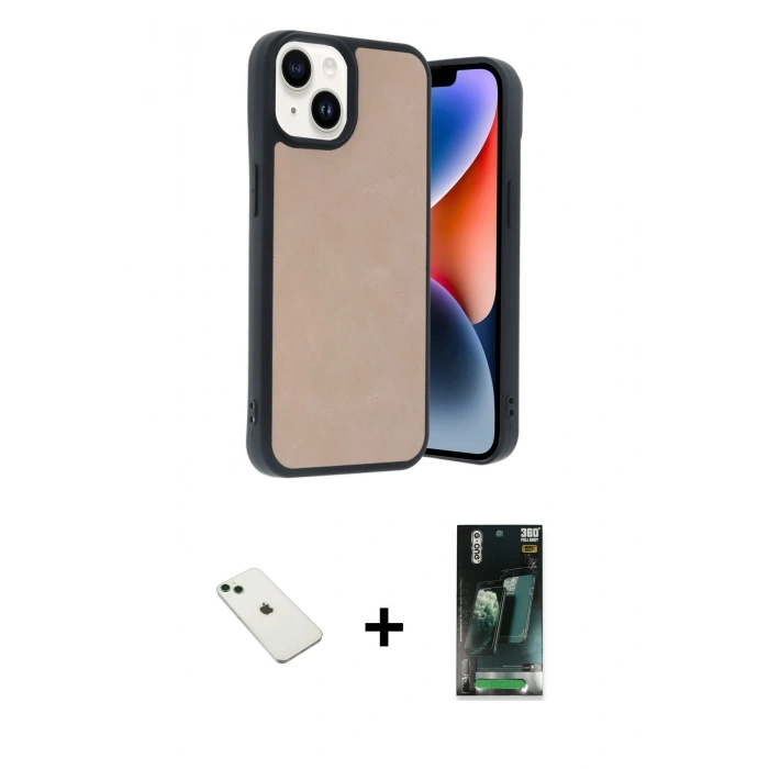 MARSİLYAN™- iPhone 14 Kılıf Kıvılcım Işık Serisi - Şeffaf 360 Full Body Arka Koruyucu + Diamond Kamera Lens - YL