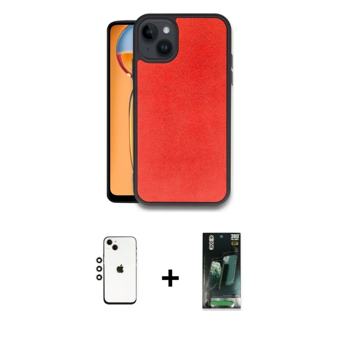 MARSİLYAN™- iPhone 14 Kılıf Kıvılcım Işık Serisi - Şeffaf 360 Full Body Arka Koruyucu + Shine Kamera Lens - GS