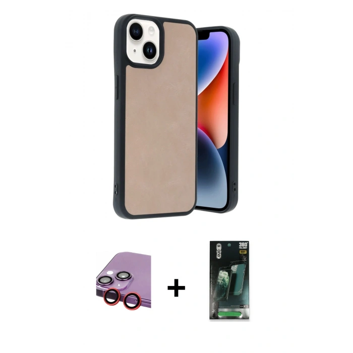MARSİLYAN™- iPhone 14 Kılıf Kıvılcım Işık Serisi - Şeffaf 360 Full Body Arka Koruyucu + Raze Metal Kamera Lens - KI