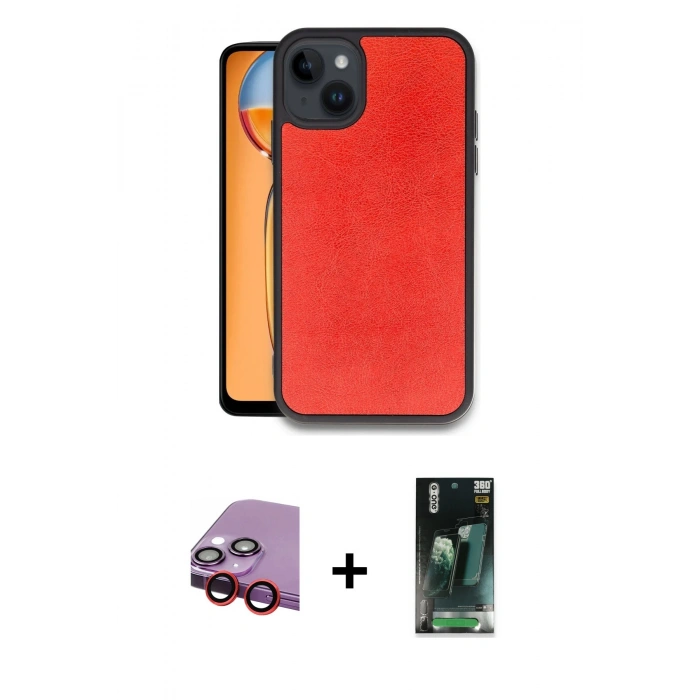 MARSİLYAN™- iPhone 14 Kılıf Kıvılcım Işık Serisi - Şeffaf 360 Full Body Arka Koruyucu + Raze Metal Kamera Lens - KI