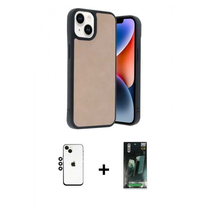 MARSİLYAN™- iPhone 14 Kılıf Kıvılcım Işık Serisi - Şeffaf 360 Full Body Arka Koruyucu + Shine Kamera Lens - SH
