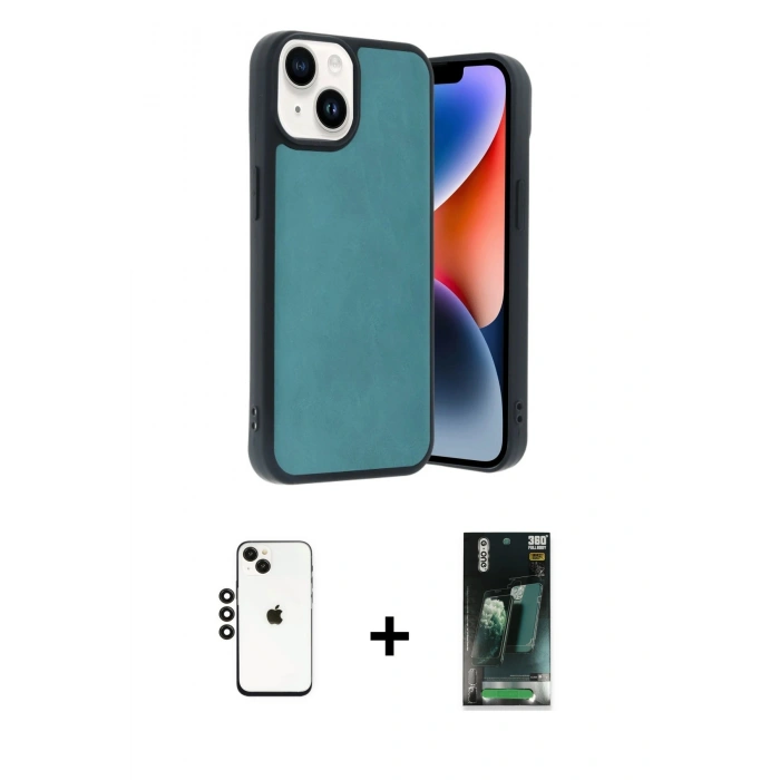 MARSİLYAN™- iPhone 14 Kılıf Kıvılcım Işık Serisi - Şeffaf 360 Full Body Arka Koruyucu + Shine Kamera Lens - SH