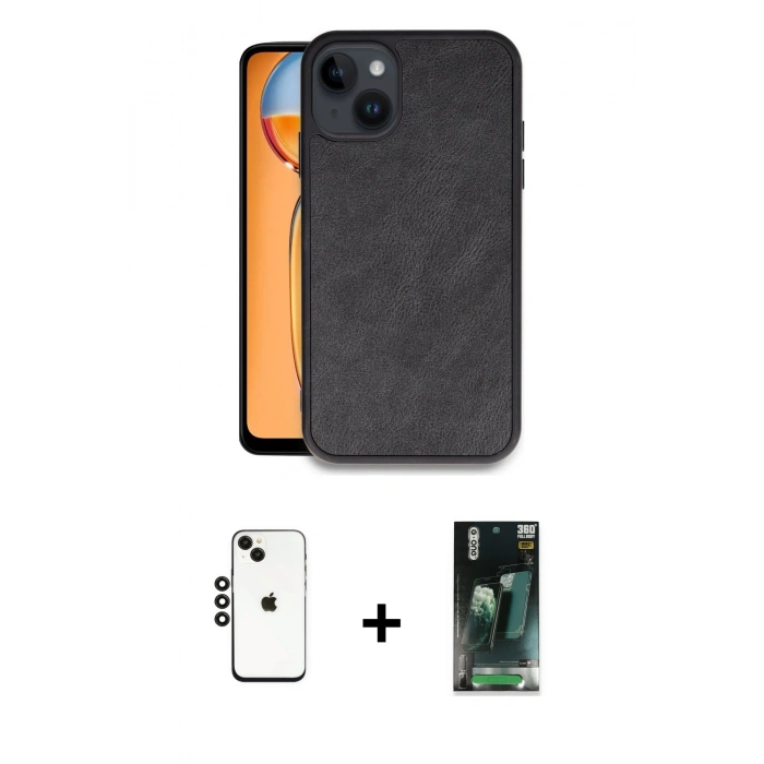 MARSİLYAN™- iPhone 14 Kılıf Kıvılcım Işık Serisi - Şeffaf 360 Full Body Arka Koruyucu + Shine Kamera Lens - SH