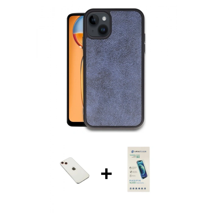 MARSİLYAN™- iPhone 14 Kılıf Kıvılcım Işık Serisi - Şeffaf Pasifik Cam Ekran Koruyucu + Diamond Kamera Lens - KI