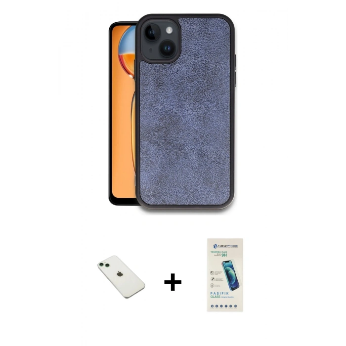 MARSİLYAN™- iPhone 14 Kılıf Kıvılcım Işık Serisi - Şeffaf Pasifik Cam Ekran Koruyucu + Diamond Kamera Lens - YL
