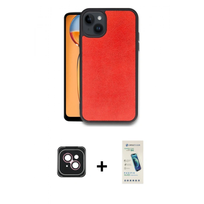 MARSİLYAN™- iPhone 14 Kılıf Kıvılcım Işık Serisi - Şeffaf Pasifik Cam Ekran Koruyucu + PVD Metal Kamera Lens - PE