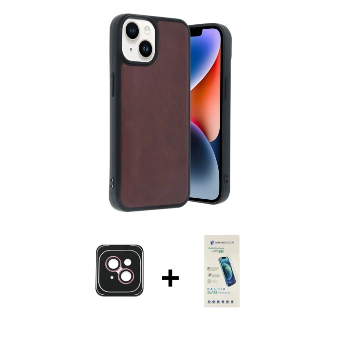 MARSİLYAN™- iPhone 14 Kılıf Kıvılcım Işık Serisi - Şeffaf Pasifik Cam Ekran Koruyucu + PVD Metal Kamera Lens - PE
