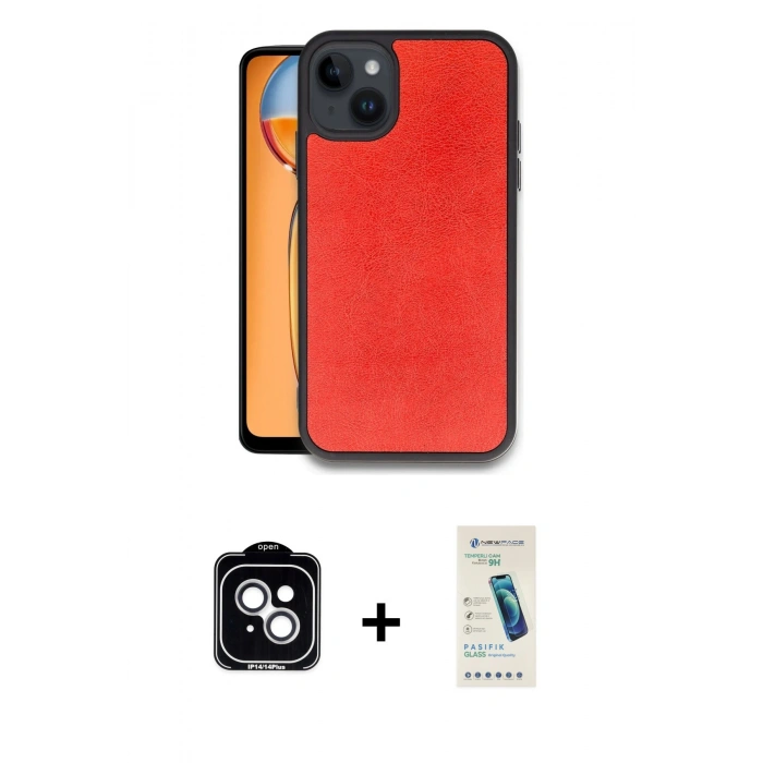 MARSİLYAN™- iPhone 14 Kılıf Kıvılcım Işık Serisi - Şeffaf Pasifik Cam Ekran Koruyucu + PVD Metal Kamera Lens - GS