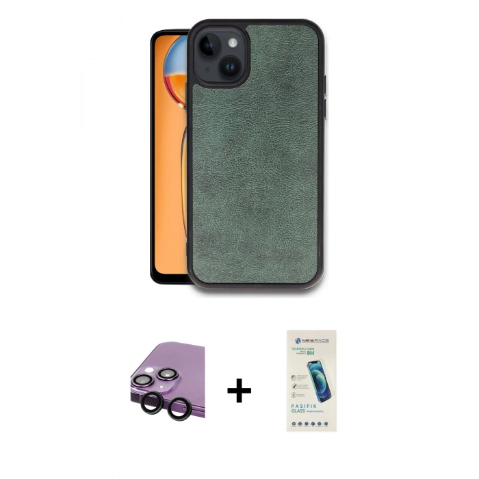 MARSİLYAN™- iPhone 14 Kılıf Kıvılcım Işık Serisi - Şeffaf Pasifik Cam Ekran Koruyucu + Raze Metal Kamera Lens - SH