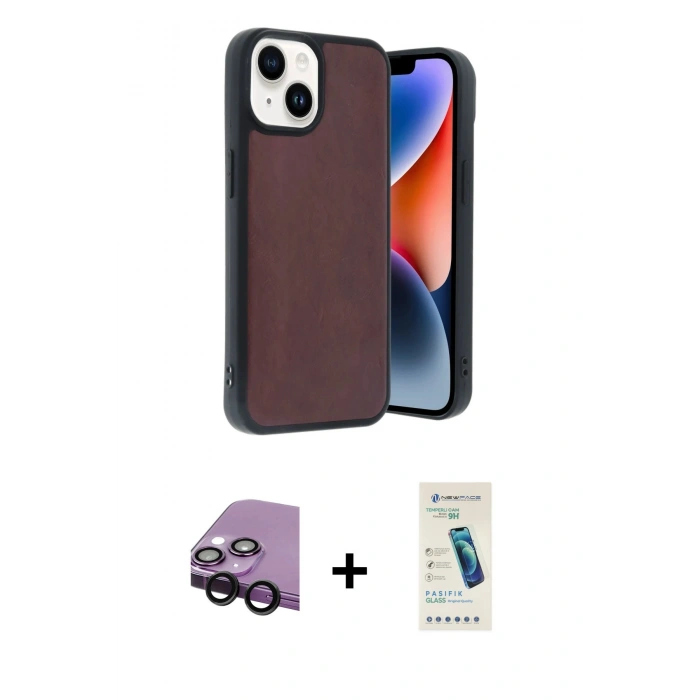 MARSİLYAN™- iPhone 14 Kılıf Kıvılcım Işık Serisi - Şeffaf Pasifik Cam Ekran Koruyucu + Raze Metal Kamera Lens - SH