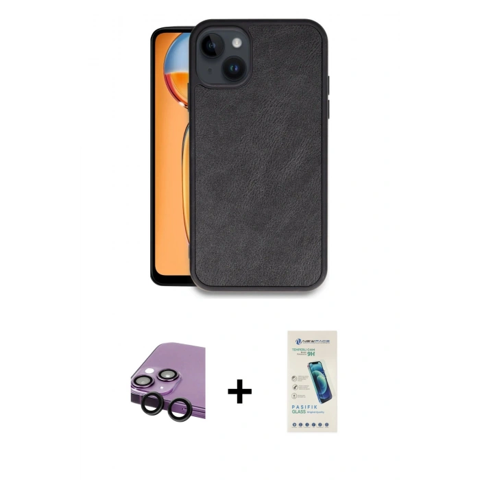 MARSİLYAN™- iPhone 14 Kılıf Kıvılcım Işık Serisi - Şeffaf Pasifik Cam Ekran Koruyucu + Raze Metal Kamera Lens - SH