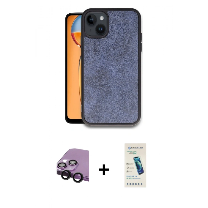 MARSİLYAN™- iPhone 14 Kılıf Kıvılcım Işık Serisi - Şeffaf Pasifik Cam Ekran Koruyucu + Raze Metal Kamera Lens - SH