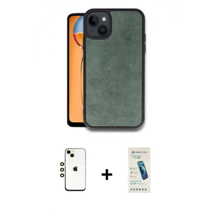 MARSİLYAN™- iPhone 14 Kılıf Kıvılcım Işık Serisi - Şeffaf Pasifik Cam Ekran Koruyucu + Shine Kamera Lens - GD