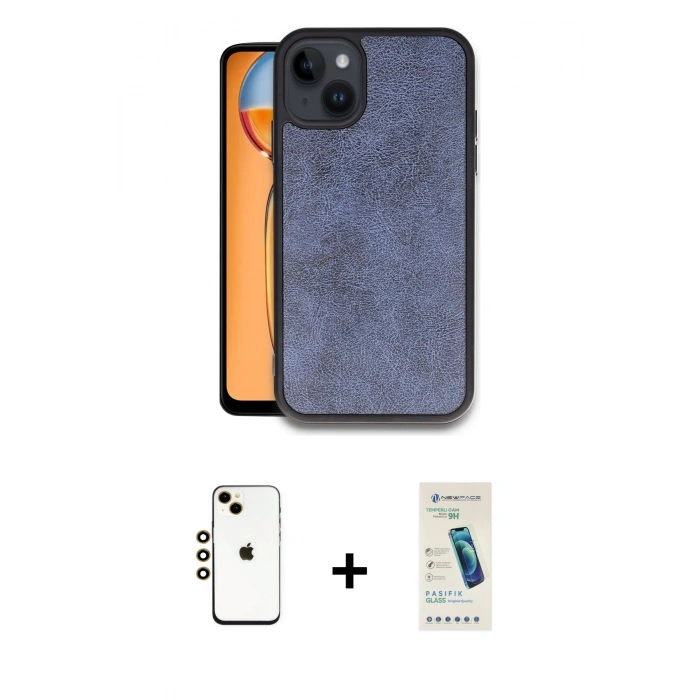 MARSİLYAN™- iPhone 14 Kılıf Kıvılcım Işık Serisi - Şeffaf Pasifik Cam Ekran Koruyucu + Shine Kamera Lens - GD