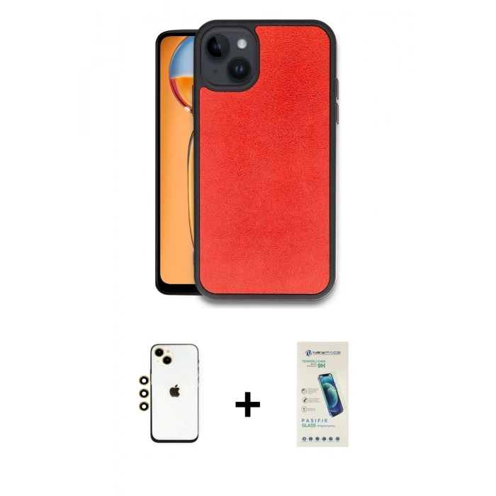 MARSİLYAN™- iPhone 14 Kılıf Kıvılcım Işık Serisi - Şeffaf Pasifik Cam Ekran Koruyucu + Shine Kamera Lens - GD