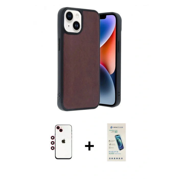 MARSİLYAN™- iPhone 14 Kılıf Kıvılcım Işık Serisi - Şeffaf Pasifik Cam Ekran Koruyucu + Shine Kamera Lens - KI