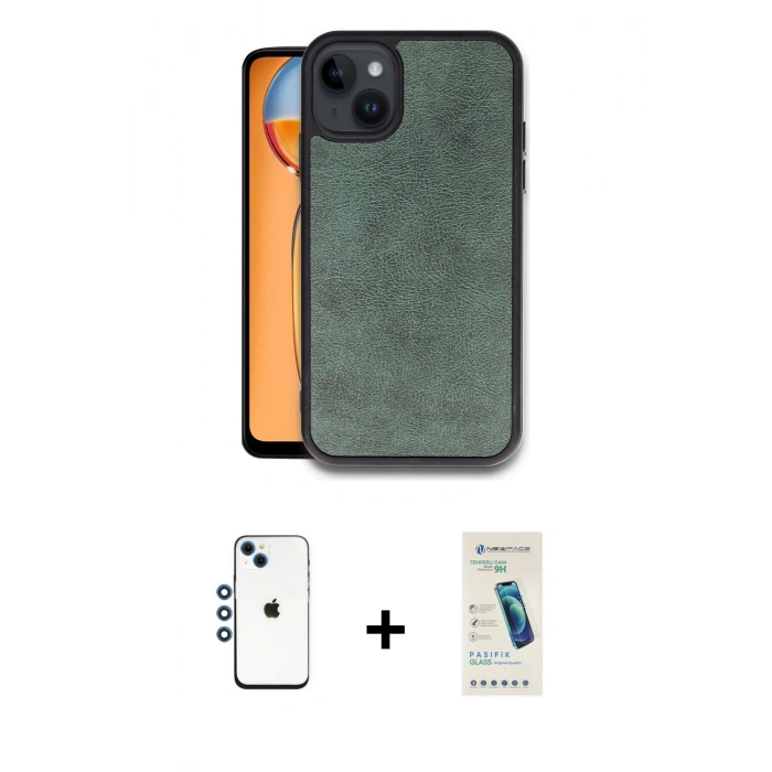 MARSİLYAN™- iPhone 14 Kılıf Kıvılcım Işık Serisi - Şeffaf Pasifik Cam Ekran Koruyucu + Shine Kamera Lens - MI