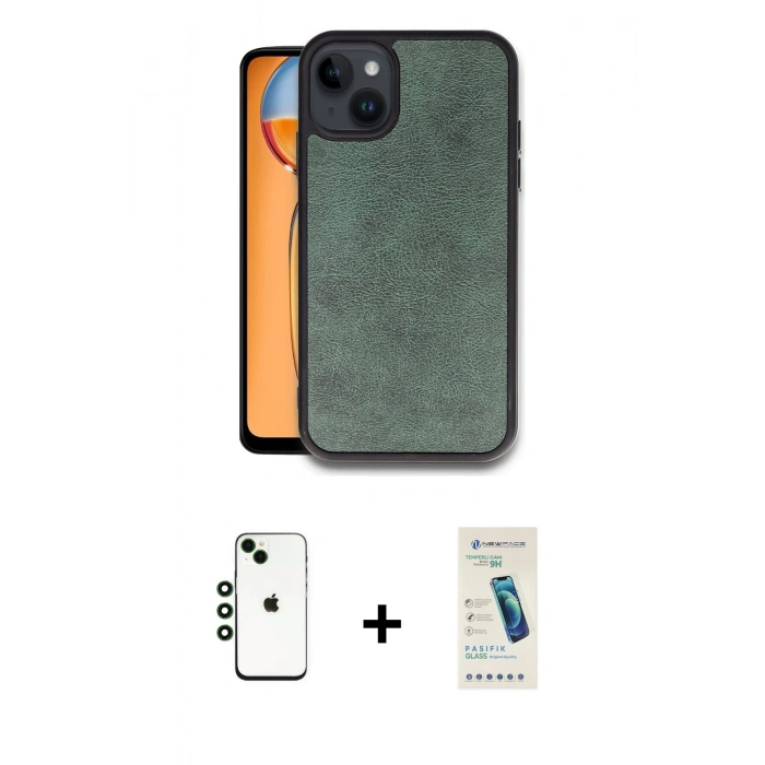 MARSİLYAN™- iPhone 14 Kılıf Kıvılcım Işık Serisi - Şeffaf Pasifik Cam Ekran Koruyucu + Shine Kamera Lens - YL