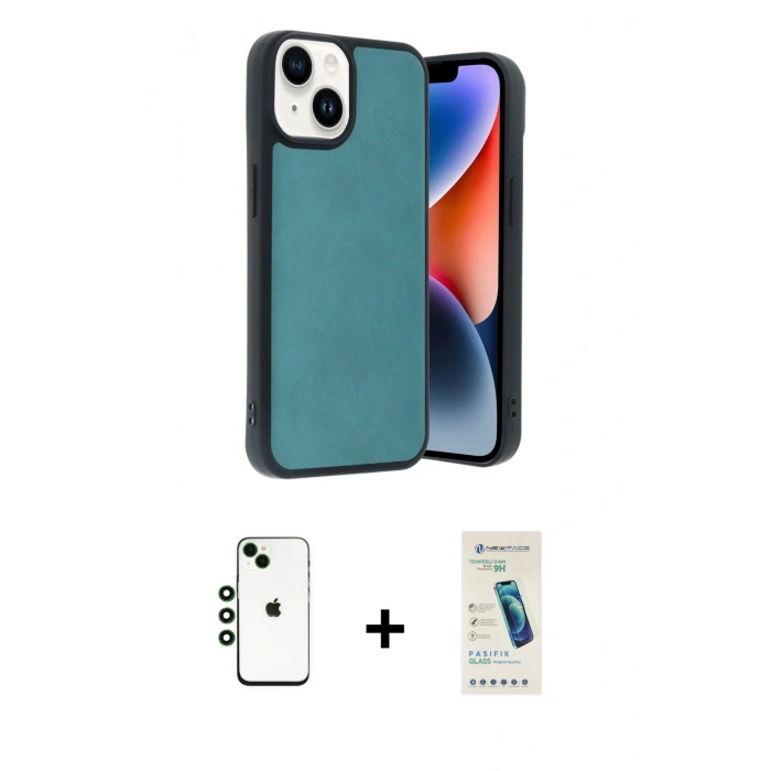 MARSİLYAN™- iPhone 14 Kılıf Kıvılcım Işık Serisi - Şeffaf Pasifik Cam Ekran Koruyucu + Shine Kamera Lens - YL