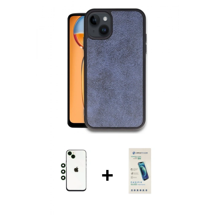 MARSİLYAN™- iPhone 14 Kılıf Kıvılcım Işık Serisi - Şeffaf Pasifik Cam Ekran Koruyucu + Shine Kamera Lens - YL