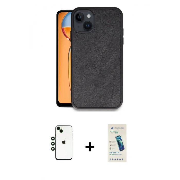 MARSİLYAN™- iPhone 14 Kılıf Kıvılcım Işık Serisi - Şeffaf Pasifik Cam Ekran Koruyucu + Shine Kamera Lens - YL