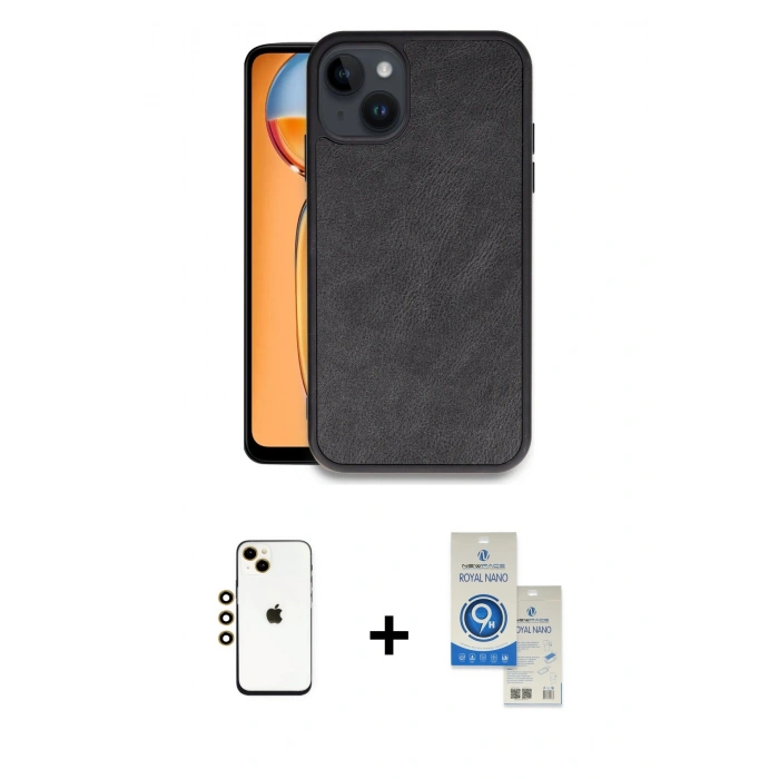 MARSİLYAN™- iPhone 14 Kılıf Kıvılcım Işık Serisi - Şeffaf Royal Nano Ekran Koruyucu + Shine Kamera Lens - GD
