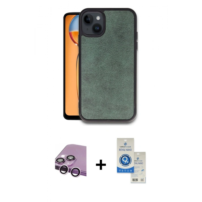 MARSİLYAN™- iPhone 14 Kılıf Kıvılcım Işık Serisi - Şeffaf Royal Nano Ekran Koruyucu + Raze Metal Kamera Lens - MR