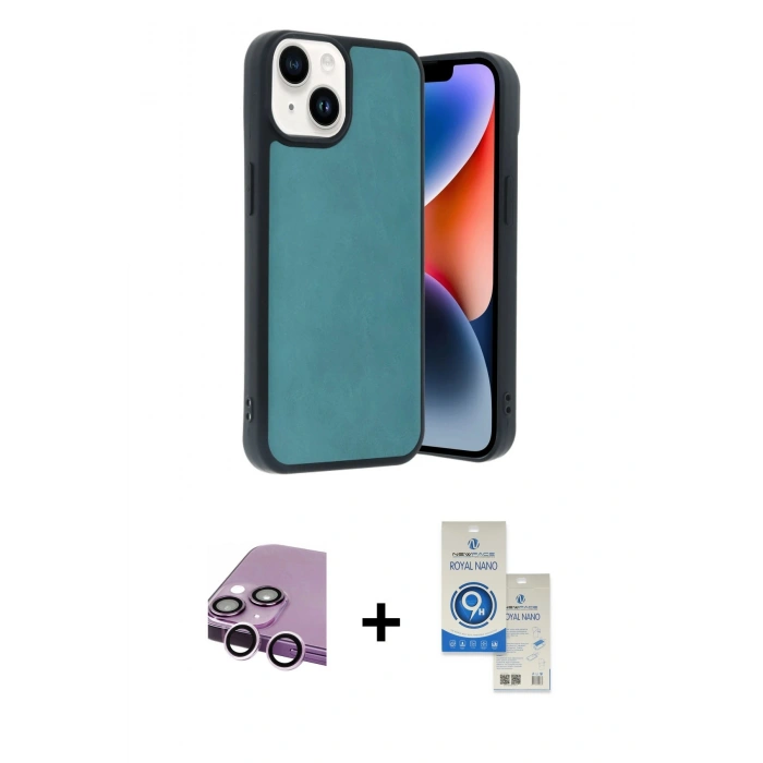 MARSİLYAN™- iPhone 14 Kılıf Kıvılcım Işık Serisi - Şeffaf Royal Nano Ekran Koruyucu + Raze Metal Kamera Lens - MR