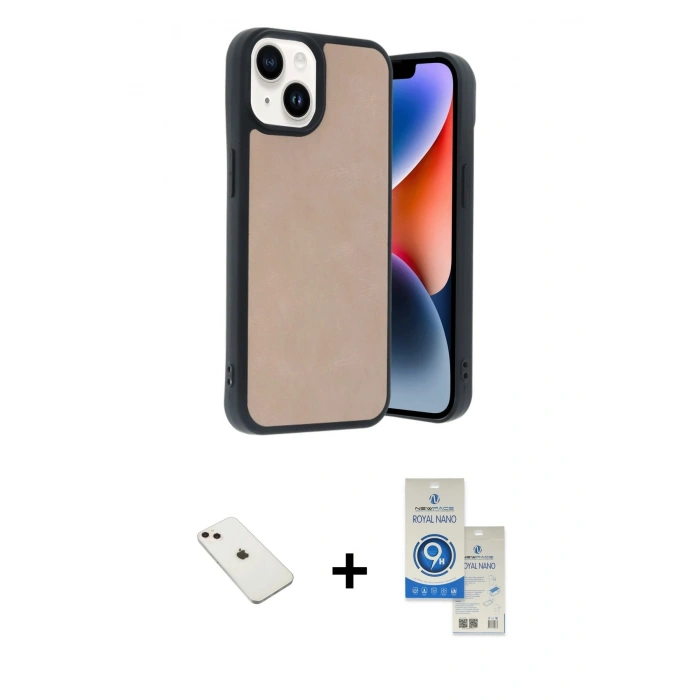 MARSİLYAN™- iPhone 14 Kılıf Kıvılcım Işık Serisi - Şeffaf Royal Nano Ekran Koruyucu + Diamond Kamera Lens - PE