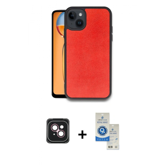 MARSİLYAN™- iPhone 14 Kılıf Kıvılcım Işık Serisi - Şeffaf Royal Nano Ekran Koruyucu + PVD Metal Kamera Lens - PE