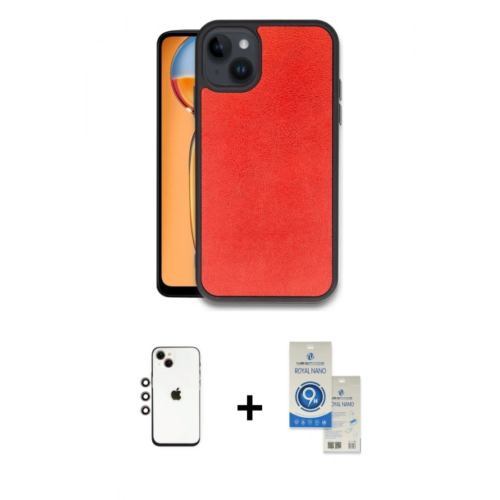 MARSİLYAN™- iPhone 14 Kılıf Kıvılcım Işık Serisi - Şeffaf Royal Nano Ekran Koruyucu + Shine Kamera Lens - GI