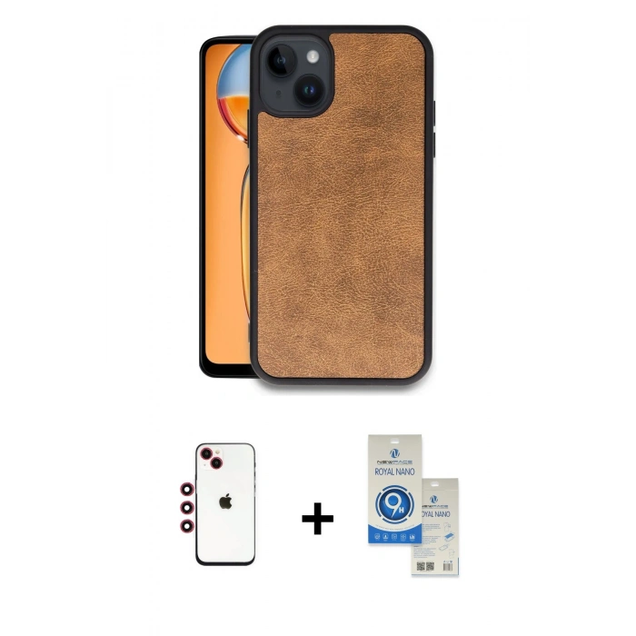 MARSİLYAN™- iPhone 14 Kılıf Kıvılcım Işık Serisi - Şeffaf Royal Nano Ekran Koruyucu + Shine Kamera Lens - KI