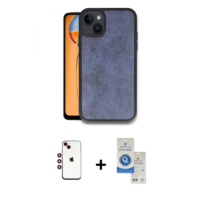 MARSİLYAN™- iPhone 14 Kılıf Kıvılcım Işık Serisi - Şeffaf Royal Nano Ekran Koruyucu + Shine Kamera Lens - KI