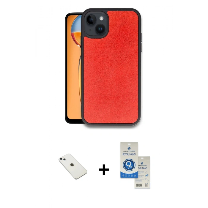 MARSİLYAN™- iPhone 14 Kılıf Kıvılcım Işık Serisi - Şeffaf Royal Nano Ekran Koruyucu + Sierra Blue Diamond Kamera Lens