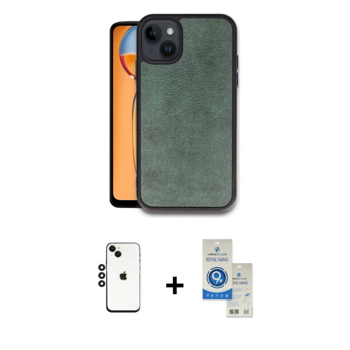 MARSİLYAN™- iPhone 14 Kılıf Kıvılcım Işık Serisi - Şeffaf Royal Nano Ekran Koruyucu + Shine Kamera Lens - SH