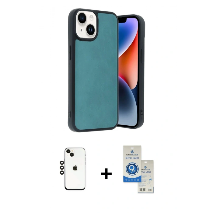 MARSİLYAN™- iPhone 14 Kılıf Kıvılcım Işık Serisi - Şeffaf Royal Nano Ekran Koruyucu + Shine Kamera Lens - SH