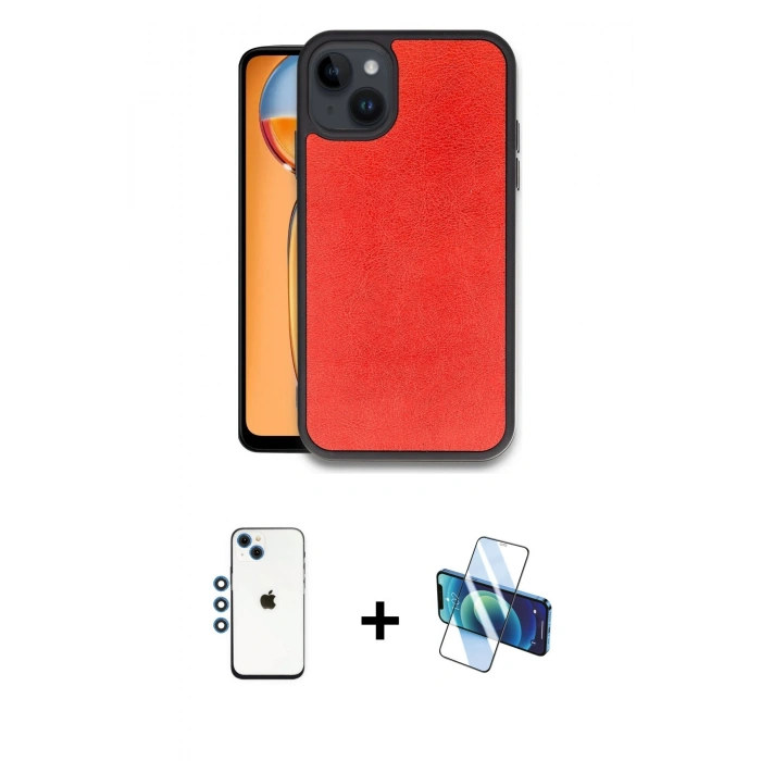 MARSİLYAN™- iPhone 14 Kılıf Kıvılcım Işık Serisi - Siyah 3D Antistatik Cam Ekran Koruyucu + Shine Kamera Lens - MI