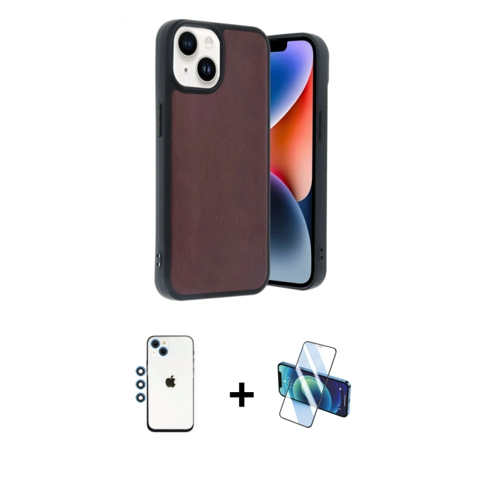 MARSİLYAN™- iPhone 14 Kılıf Kıvılcım Işık Serisi - Siyah 3D Antistatik Cam Ekran Koruyucu + Shine Kamera Lens - MI