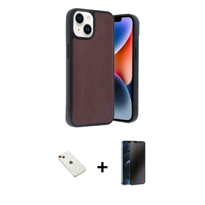 MARSİLYAN™- iPhone 14 Kılıf Kıvılcım Işık Serisi - Siyah 3D Antistatik Hayalet Cam Ekran Koruyucu + Diamond Kamera Lens - KI