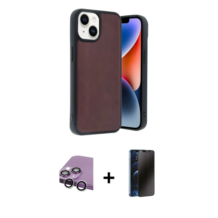 MARSİLYAN™- iPhone 14 Kılıf Kıvılcım Işık Serisi - Siyah 3D Antistatik Hayalet Cam Ekran Koruyucu + Raze Metal Kamera Lens - GS