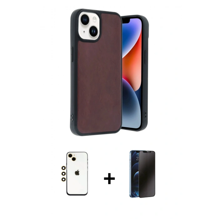 MARSİLYAN™- iPhone 14 Kılıf Kıvılcım Işık Serisi - Siyah 3D Antistatik Hayalet Cam Ekran Koruyucu + Shine Kamera Lens - GD