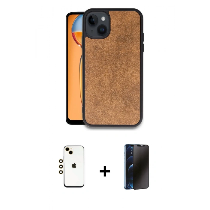MARSİLYAN™- iPhone 14 Kılıf Kıvılcım Işık Serisi - Siyah 3D Antistatik Hayalet Cam Ekran Koruyucu + Shine Kamera Lens - GD