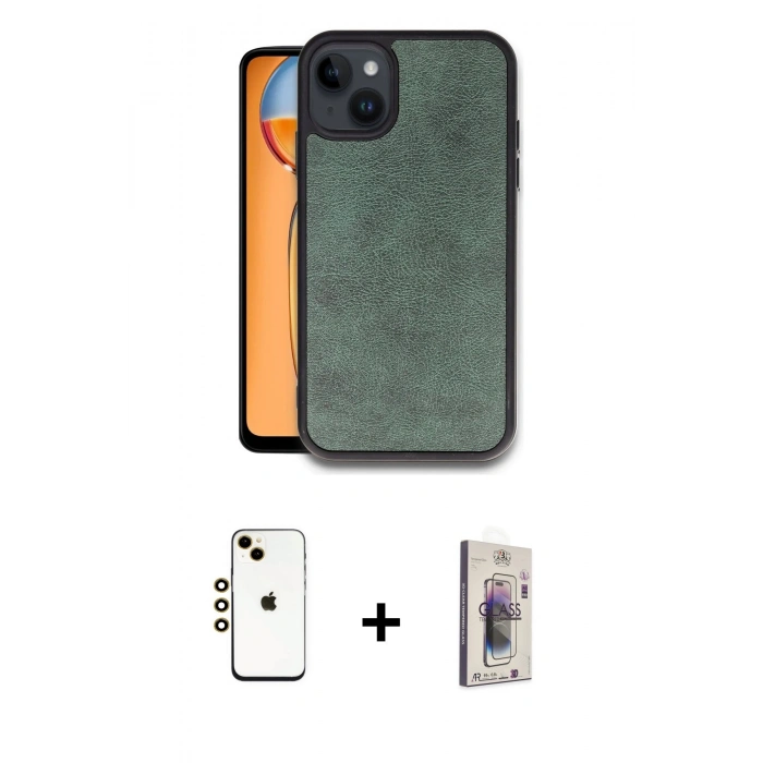 MARSİLYAN™- iPhone 14 Kılıf Kıvılcım Işık Serisi - Siyah Bilvis 3D Cam Ekran Koruyucu + Shine Kamera Lens - GD