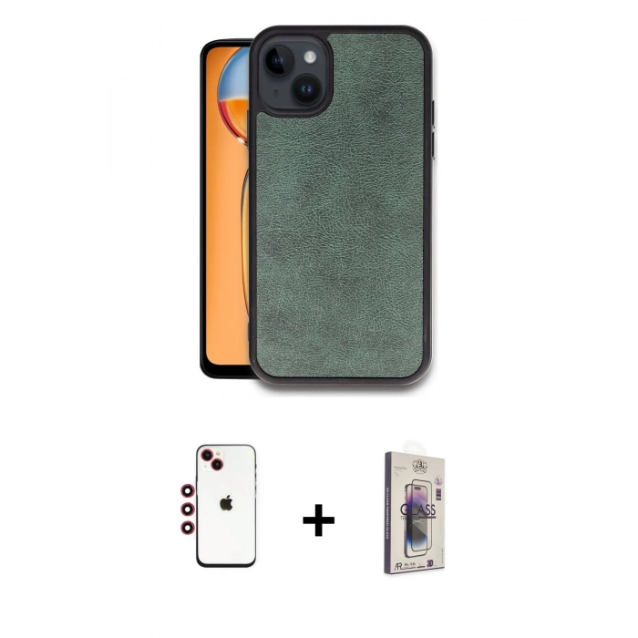 MARSİLYAN™- iPhone 14 Kılıf Kıvılcım Işık Serisi - Siyah Bilvis 3D Cam Ekran Koruyucu + Shine Kamera Lens - KI