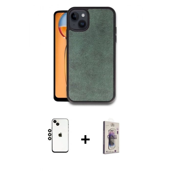 MARSİLYAN™- iPhone 14 Kılıf Kıvılcım Işık Serisi - Siyah Bilvis 3D Cam Ekran Koruyucu + Shine Kamera Lens - SH