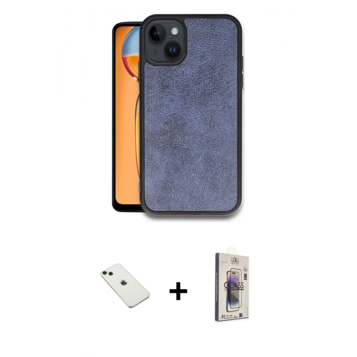 MARSİLYAN™- iPhone 14 Kılıf Kıvılcım Işık Serisi - Siyah Bilvis 3D Cam Ekran Koruyucu + Diamond Kamera Lens - YL