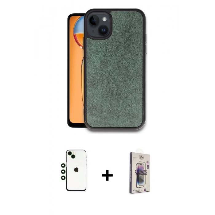MARSİLYAN™- iPhone 14 Kılıf Kıvılcım Işık Serisi - Siyah Bilvis 3D Cam Ekran Koruyucu + Shine Kamera Lens - YL