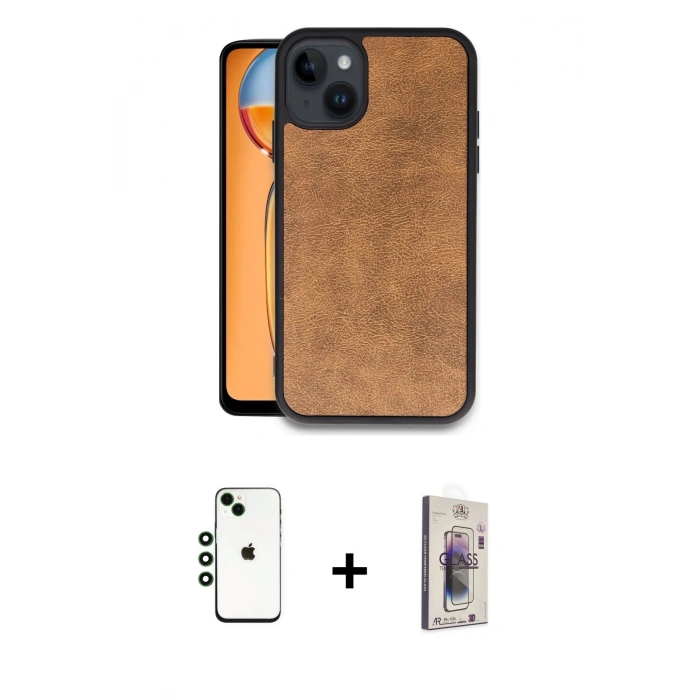 MARSİLYAN™- iPhone 14 Kılıf Kıvılcım Işık Serisi - Siyah Bilvis 3D Cam Ekran Koruyucu + Shine Kamera Lens - YL
